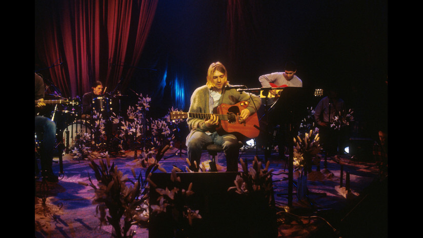 Kurt Cobain and Nirvana during the taping of MTV Unplugged at Sony Studios in New York City, 11/18/93. Photo by Frank Micelotta. *** Special Rates Apply *** Call for Rates ***